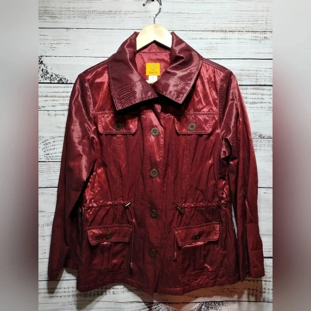 Ruby Rd Holographic Spice‎ is Nice "Chili" Rain Jacket size 12 Maximalist Color